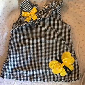 Embellished tank. Navy/white with yellow